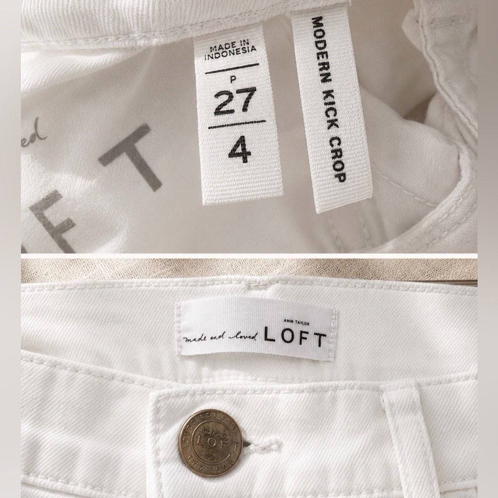 LOFT Modern Kick Crop White Denim Jeans Women’s Size 4 / 27 - Picture 2 of 4